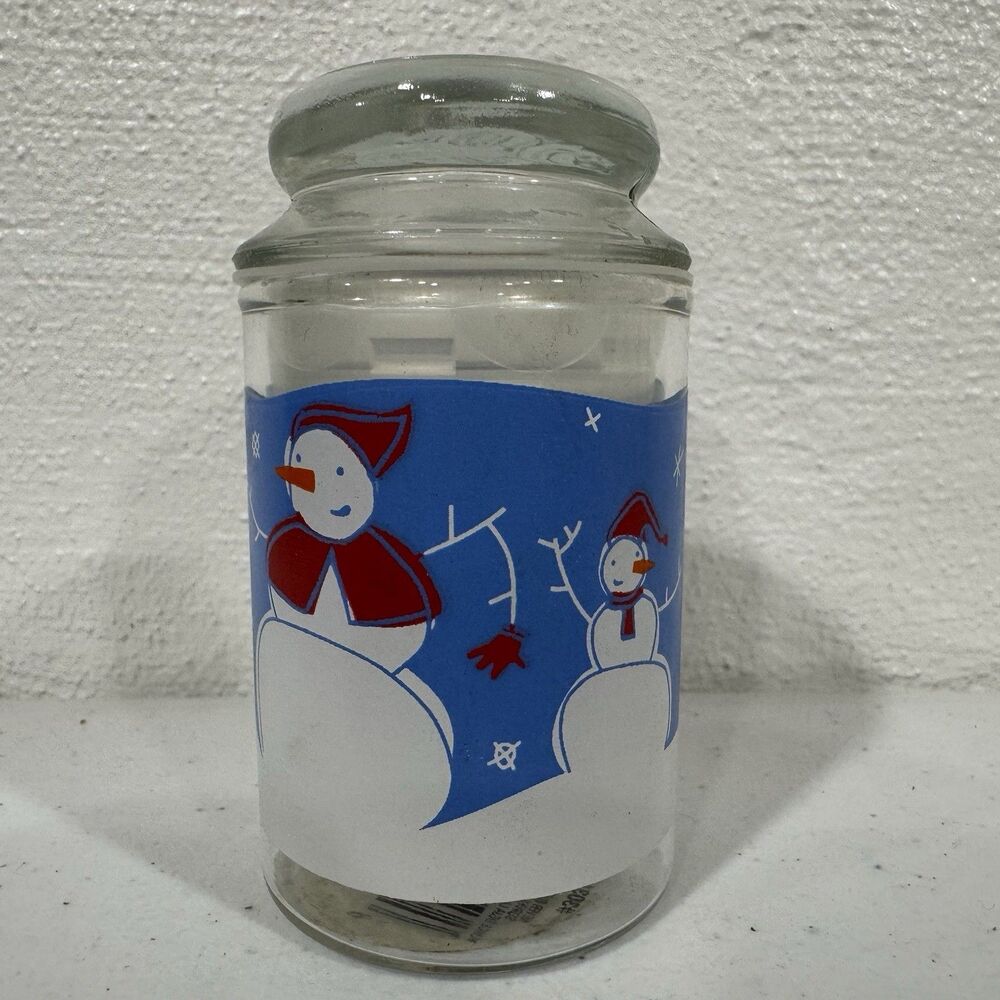 Vintage Indiana Glass Snowman Candle Holder 3" Votive 4" with Top Christmas